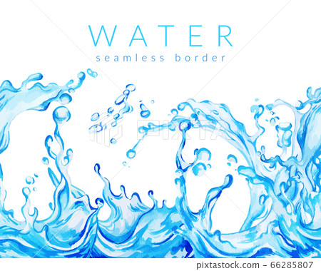 Seamless watercolor border composed of water splashes 66285807