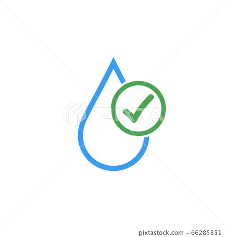 Clean drinkable water vector logo with checkmark. Clean water. Stock Vector illustration isolated on white background. 66285851