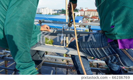 Welding of metal structures with soldering steel 66286769