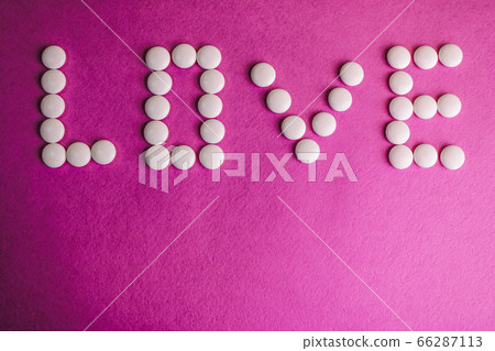 Beautiful inscription love made from white round Beautiful inscription love made from white round 66287113