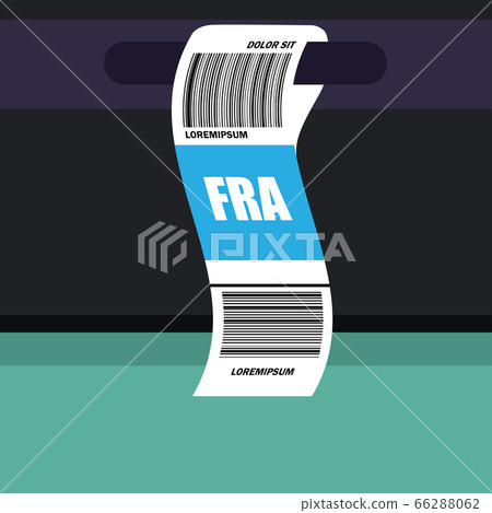luggage tag label on suitcase with frankfurt germany country code and barcode. vector illustration 66288062
