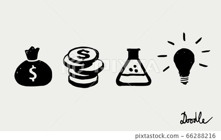 Business Hand Drawn Vector Doodle Set Grey 66288216