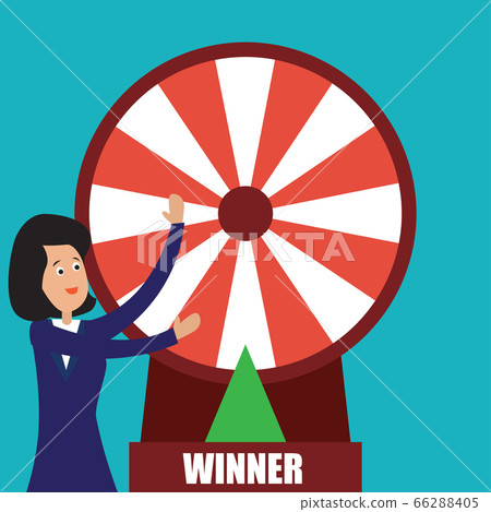 businesswoman with fortune wheel for gambling concept. vector illustration businesswoman with fortune wheel for gambling concept. vector illustration 66288405