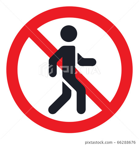Traffic sign prohibiting traffic of pedestrians flat isolated 66288676