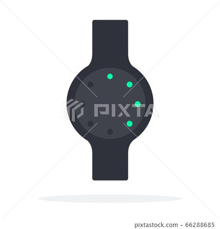 Round smart watch with luminous sensors on the screen Fitness trackers vector icon flat isolated. Round smart watch with luminous sensors on the screen Fitness trackers vector icon flat isolated. 66288685