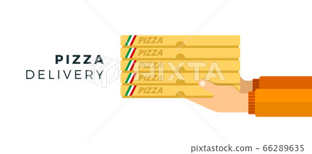 Pizza delivery courier hands vector flat isolated Pizza delivery courier hands vector flat isolated 66289635