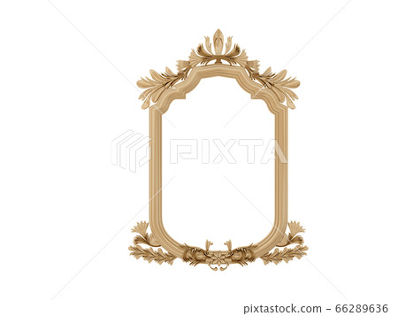 Golden vintage frame. Isolate mirror. Design retro element. physical realistic reflection . Golden vintage frame. Isolate mirror. Design retro element. physical realistic reflection . 66289636