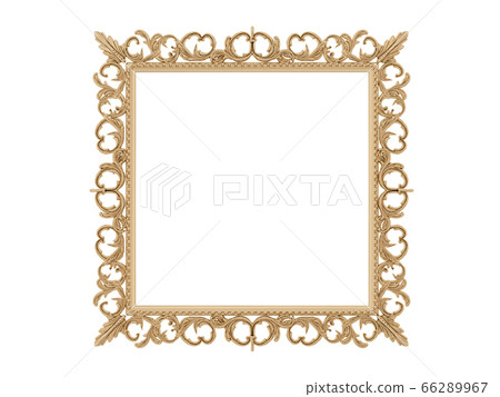 Golden vintage frame. Isolate mirror. Design retro element. physical realistic reflection . Golden vintage frame. Isolate mirror. Design retro element. physical realistic reflection . 66289967