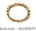 Golden vintage frame, mirror. Design retro element. physical realistic reflection . 3d rendering 66289979