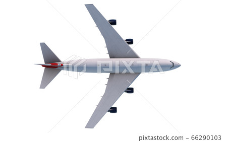 Boeing 747 flying in the clouds isolate on white. 3d rendering Boeing 747 flying in the clouds isolate on white. 3d rendering 66290103