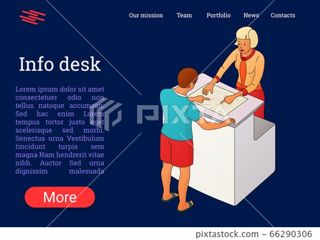 Two people interact near the reception or counter 66290306