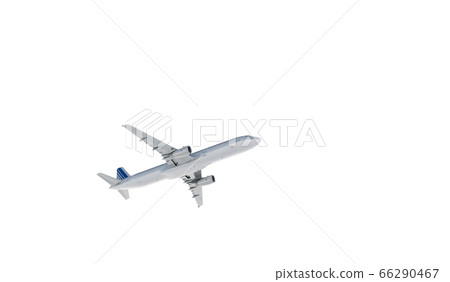 Passenger airbus a321 flying in the clouds. 3d rendering Passenger airbus a321 flying in the clouds. 3d rendering 66290467