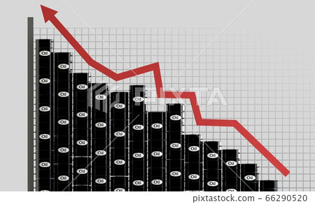 oil barrels and a financial chart on white background. price up. 3d rendering oil barrels and a financial chart on white background. price up. 3d rendering 66290520
