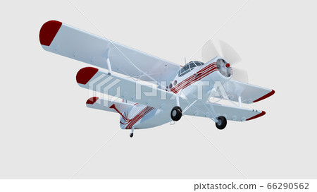 old retro bi plane isolate on white. 3d rendering old retro bi plane isolate on white. 3d rendering 66290562