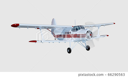old retro bi plane isolate on white. 3d rendering 66290563