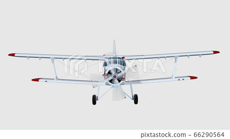 old retro bi plane isolate on white. 3d rendering 66290564