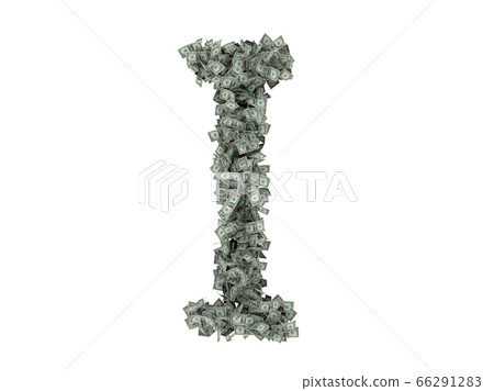 Letter from dollars. Alphabet isolate on white background. 3d rendering 66291283