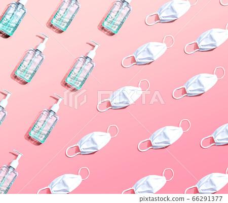 Masks and sanitizer bottles Masks and sanitizer bottles 66291377