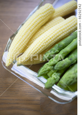 新鮮採摘的蘆筍和玉米粒[初夏] 66292542