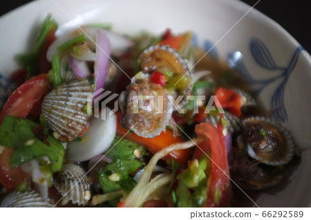 CLOSE UP view , Cockles salad / Hot and spicy CLOSE UP view , Cockles salad / Hot and spicy 66292589