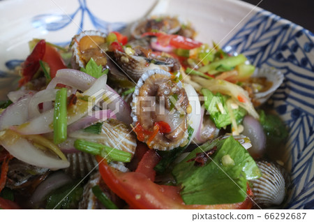 CLOSE UP view , Cockles salad / Hot and spicy CLOSE UP view , Cockles salad / Hot and spicy 66292687