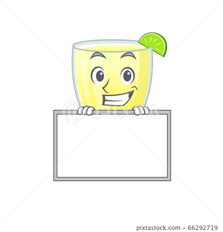 Daiquiri cocktail cartoon design style standing behind a board 66292719