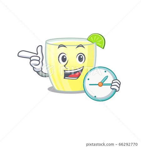 mascot design style of daiquiri cocktail standing with holding a clock mascot design style of daiquiri cocktail standing with holding a clock 66292770