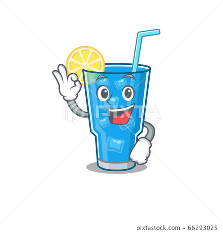 Blue lagoon cocktail mascot design style showing Okay gesture finger 66293025