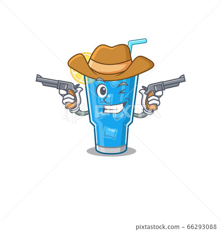 Cartoon character cowboy of blue lagoon cocktail with guns 66293088