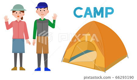 Camping man and woman tent illustration - Stock Illustration [66293190 ...