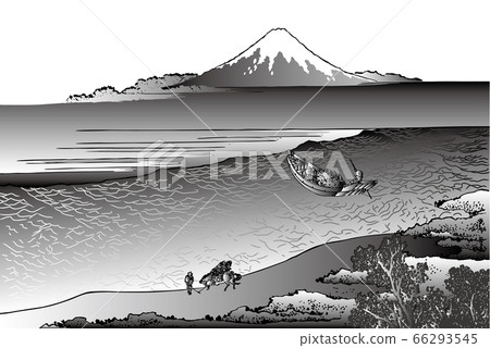 Katsushika Hokusai image Bushu Tamagawa black and white white background Katsushika Hokusai image Bushu Tamagawa black and white white background 66293545