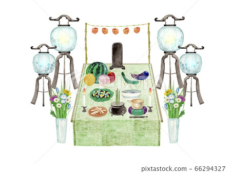 Obon spiritual summer, watercolor illustration 66294327