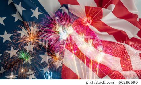 Celebration concept, Double exposure American flag 66296699