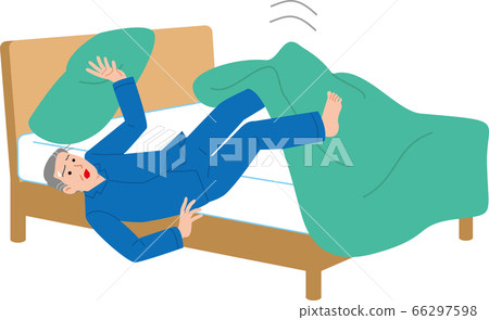 Indoor accident. Seniors falling from bed - Stock Illustration ...