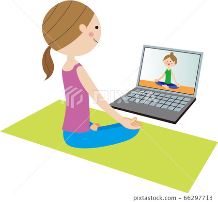 A Woman Doing Ska Asana An Easy Pose While Stock Illustration
