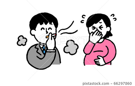 一個男人抽煙和一個孕婦吸煙（簡單） 66297860