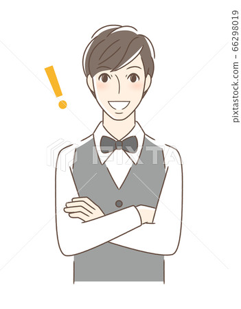 A man facing the front smiling with his arms crossed A man facing the front smiling with his arms crossed 66298019