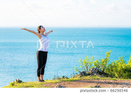 Female health image sea background 66298546