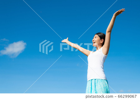Woman health image sky background 66299067