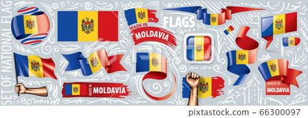 Vector set of the national flag of Moldavia in various creative designs 66300097