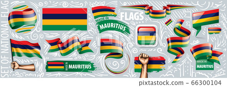 Vector set of the national flag of Mauritius in various creative designs 66300104