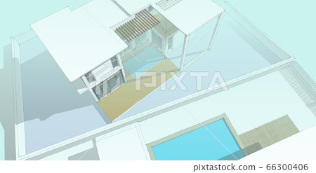 3D illustration architecture building perspective 3D illustration architecture building perspective 66300406