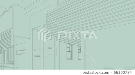 Modern architecture wireframe, Abstract Modern architecture wireframe, Abstract 66300784