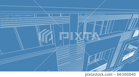 Modern architecture wireframe, Abstract Modern architecture wireframe, Abstract 66300840