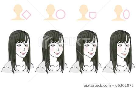 Beauty illustration _ Hairstyle illustration by face type Beauty illustration _ Hairstyle illustration by face type 66301075