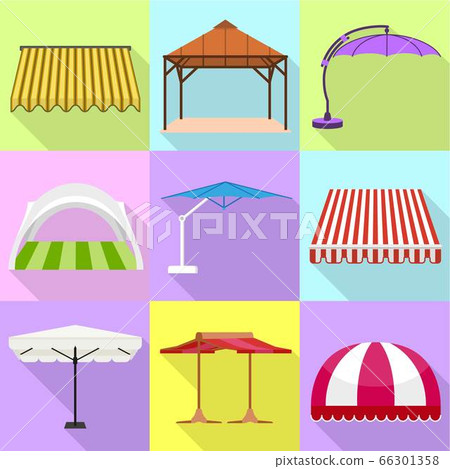 Gazebo icon set, flat style - Stock Illustration [66301358] - PIXTA