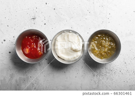 Traditional mexican sauces on the gray concrete 66301461