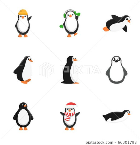 Penguin character icon set, cartoon style Penguin character icon set, cartoon style 66301798