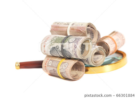 Rolls of Indian Currency Rupee Notes with Rolls of Indian Currency Rupee Notes with 66301884