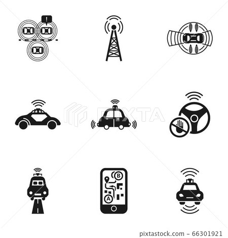 Self driving car icon set, simple style - Stock Illustration [66301921 ...